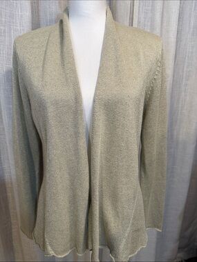 Eileen Fisher Petite Large Linen Blend Open Front Cardigan Oatmeal Lightweight